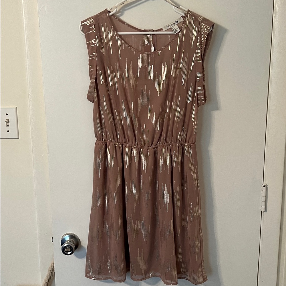 Forever 21 Beige Top with Metallic Details